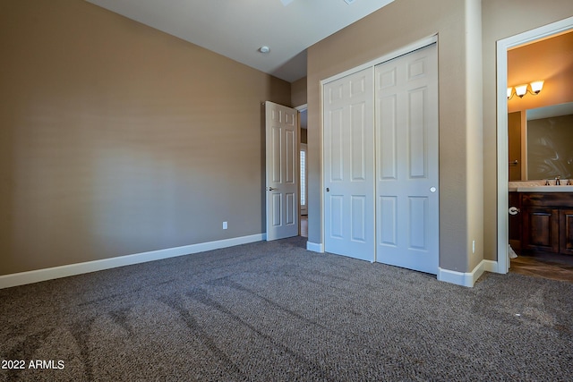4120 E Woodside Way, Gilbert, AZ 85297 - unfurnished bedroom featuring carpet, a closet, and ensuite bath