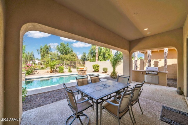 4120 E Woodside Way, Gilbert, AZ 85297 - fenced backyard featuring area for grilling, a patio area, and outdoor dining space
