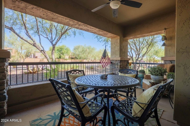 view of patio with ceiling fan