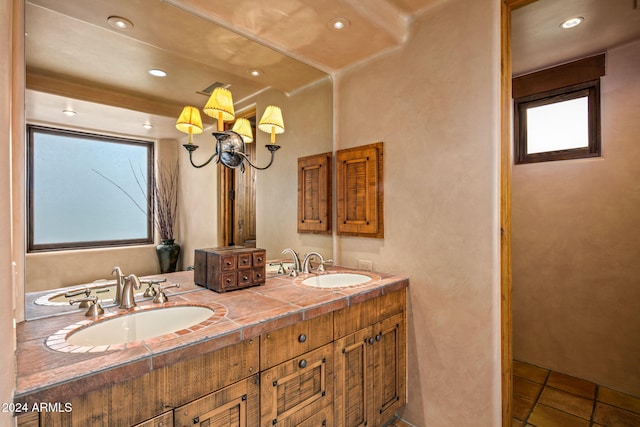 bathroom featuring vanity and tile patterned floors