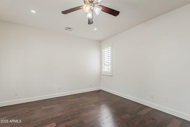 4067 S White Dr, Chandler, AZ 85249 - empty room with baseboards, recessed lighting, dark wood-style floors, and a ceiling fan