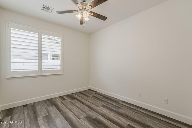 4067 S White Dr, Chandler, AZ 85249 - empty room with dark wood-style flooring, baseboards, and a ceiling fan