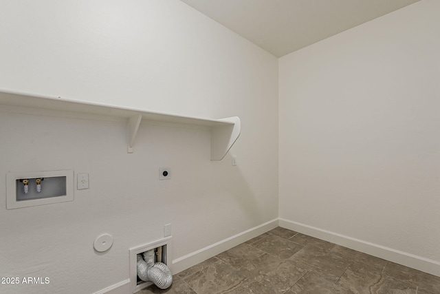 4067 S White Dr, Chandler, AZ 85249 - laundry room with baseboards, washer hookup, gas dryer hookup, electric dryer hookup, and stone finish flooring