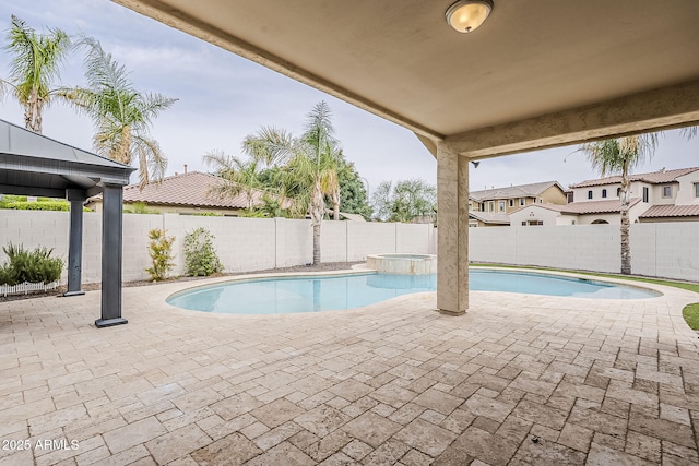 4067 S White Dr, Chandler, AZ 85249 - view of swimming pool with a patio, a fenced backyard, and a pool with connected hot tub