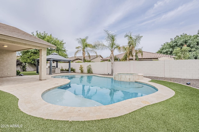 4067 S White Dr, Chandler, AZ 85249 - view of swimming pool featuring a gazebo, a patio, and a pool with connected hot tub