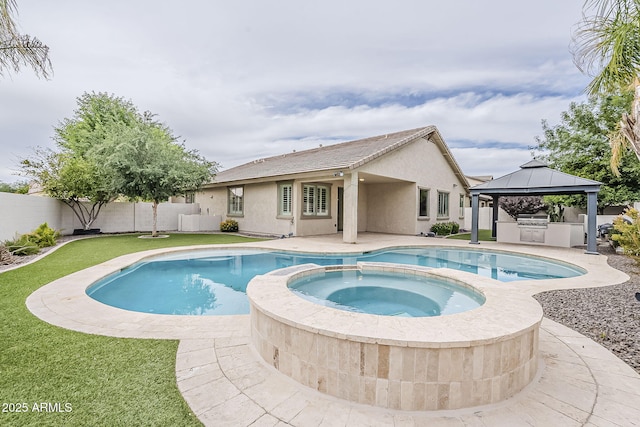 4067 S White Dr, Chandler, AZ 85249 - view of pool with a gazebo, a pool with connected hot tub, a patio, and area for grilling
