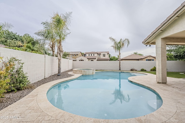 4067 S White Dr, Chandler, AZ 85249 - view of pool featuring a fenced backyard, a patio, and a pool with connected hot tub
