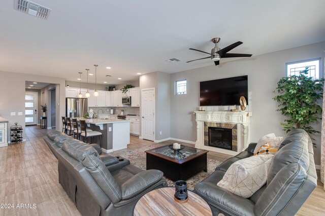 office area featuring hardwood / wood-style floors and ceiling fan