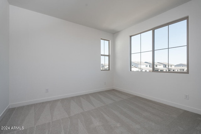 unfurnished room with light carpet