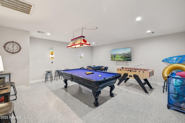 rec room with billiards