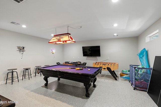 playroom featuring billiards