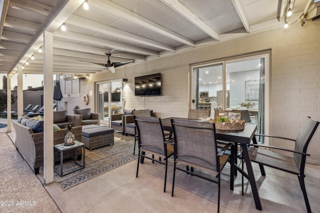 view of patio / terrace featuring an outdoor hangout area and ceiling fan