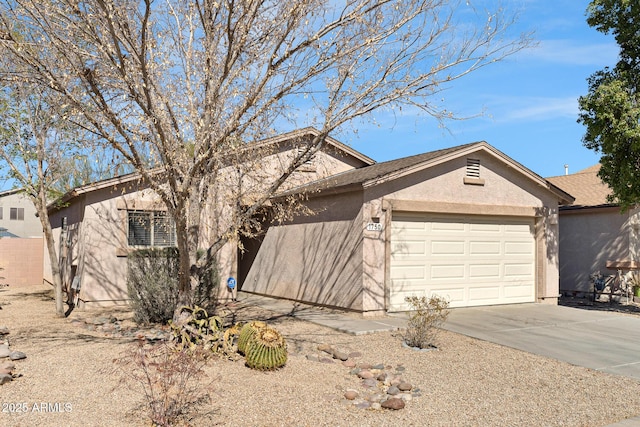 1750 E Desert Rose Trl, San Tan Valley, AZ 85143 - ranch-style home with stucco siding, a garage, and concrete driveway