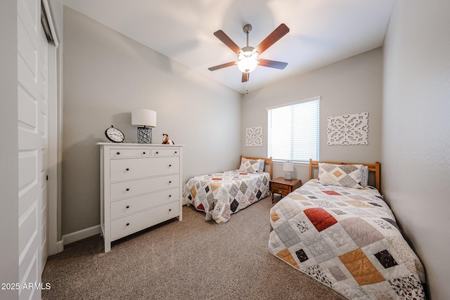 bedroom featuring carpet and ceiling fan