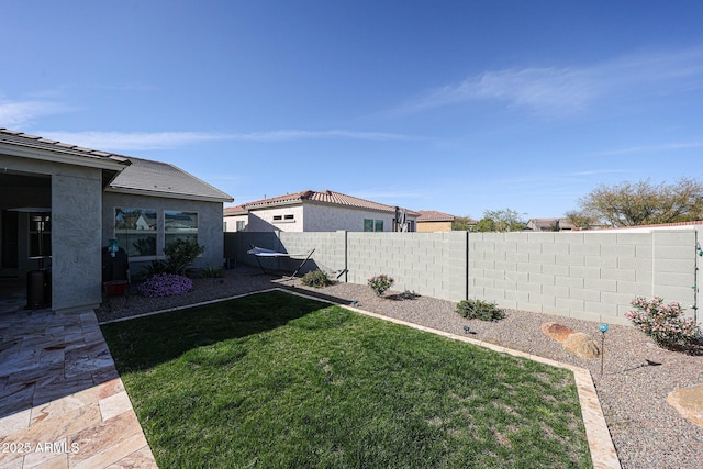 view of yard featuring a fenced backyard