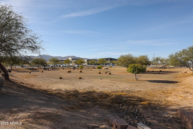 view of yard featuring a rural view and a mountain view