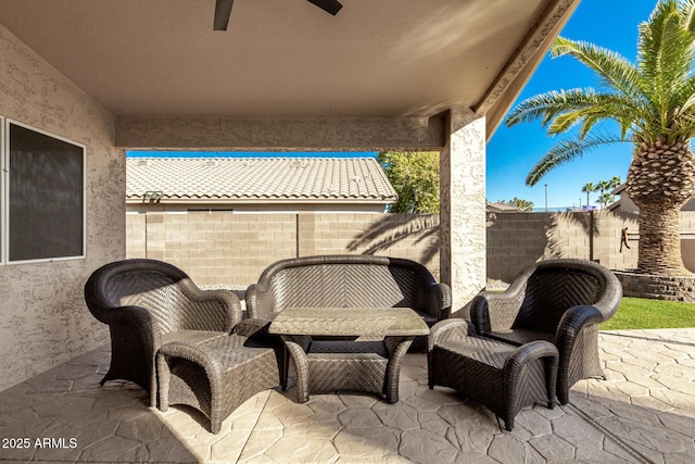 view of patio / terrace with ceiling fan