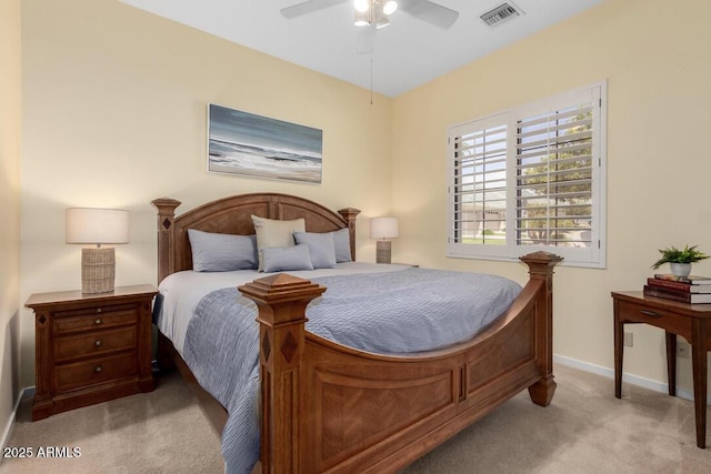 16540 E El Lago Blvd Unit 2, Fountain Hills, AZ 85268 - bedroom featuring light colored carpet, baseboards, and ceiling fan