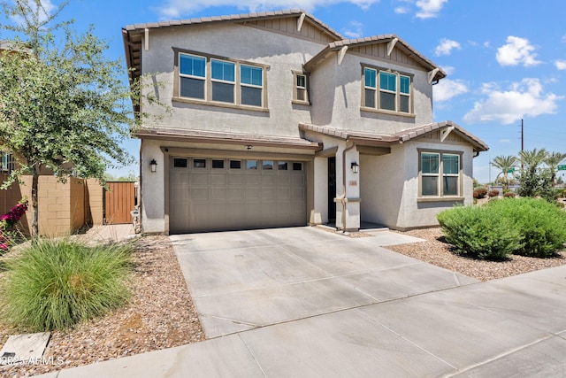 1800 S Jesse Pl, Chandler, AZ 85286 - craftsman-style house with a garage, stucco siding, driveway, a gate, and a tile roof