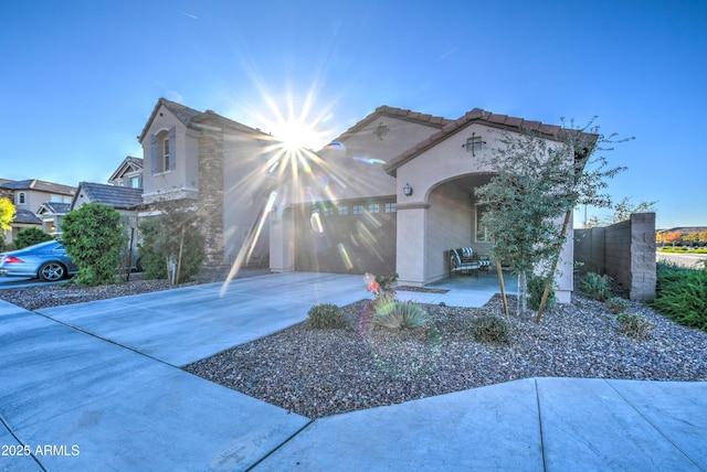 view of front of house with a garage