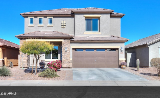 prairie-style home with a garage