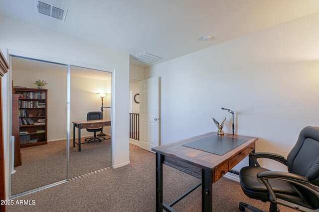 view of carpeted office space