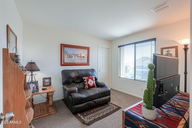 living room featuring carpet floors