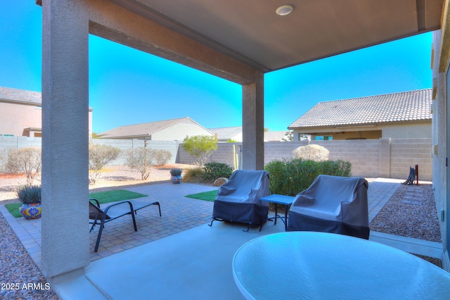 view of patio / terrace featuring a grill