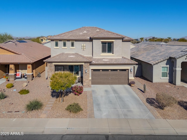 front facade with a garage