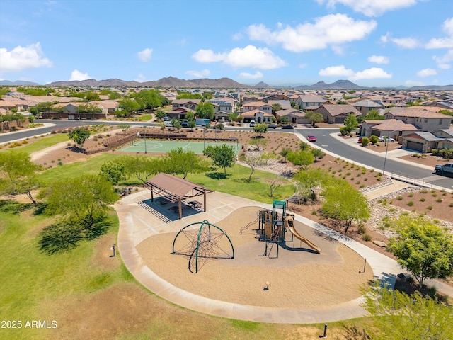 22341 N 100th Ln, Peoria, AZ 85383 - aerial view of residential area with a park and a mountainous background