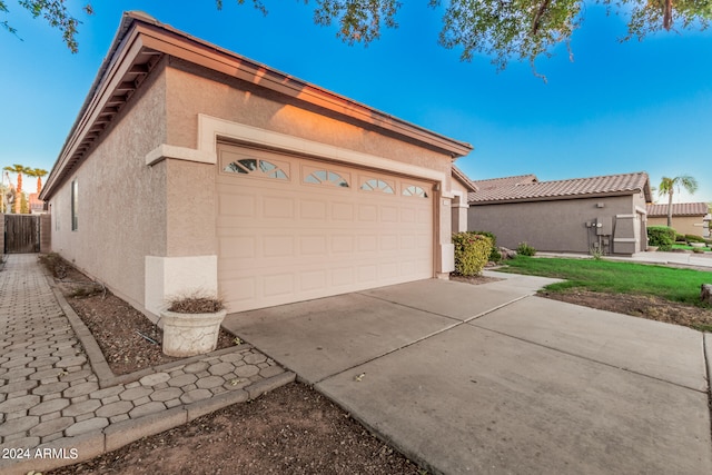 exterior space featuring a garage