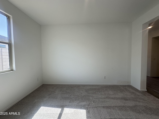 spare room featuring baseboards and carpet floors