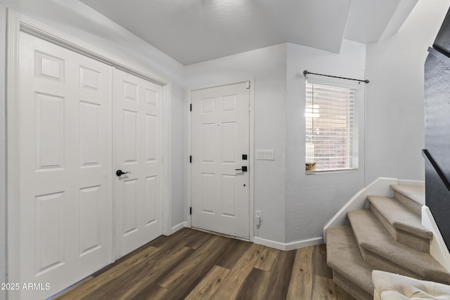 entrance foyer featuring dark hardwood / wood-style flooring