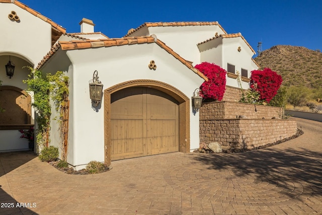 exterior space featuring a garage