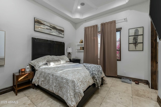 bedroom with light tile patterned floors