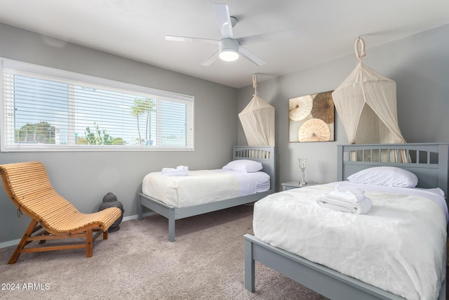 bedroom with carpet flooring and ceiling fan