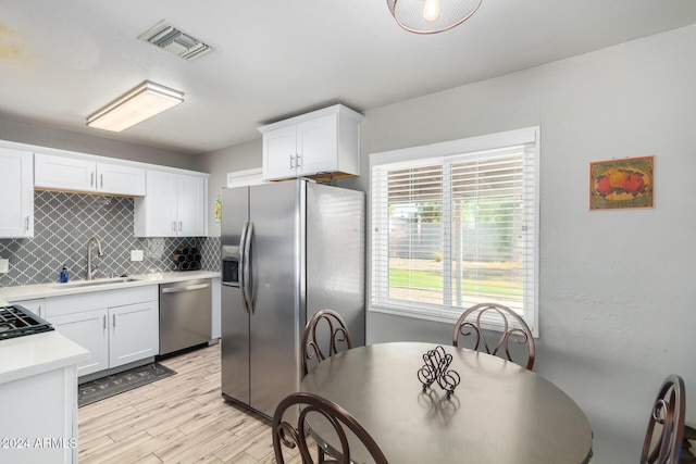 kitchen featuring sink, white cabinets, and stainless steel appliances