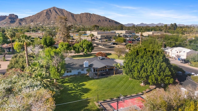 aerial view with a mountain view