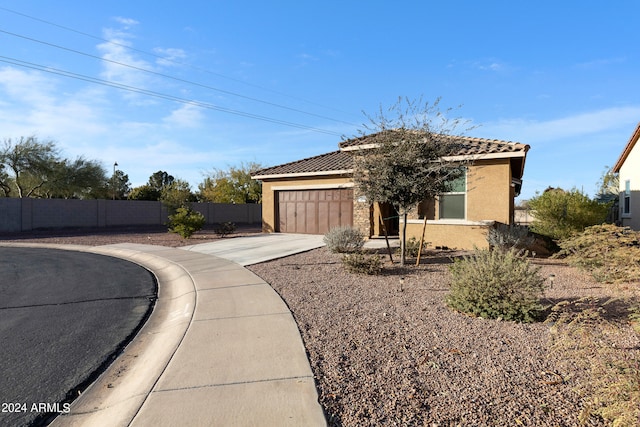 exterior space with a garage