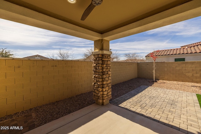 view of patio / terrace with ceiling fan