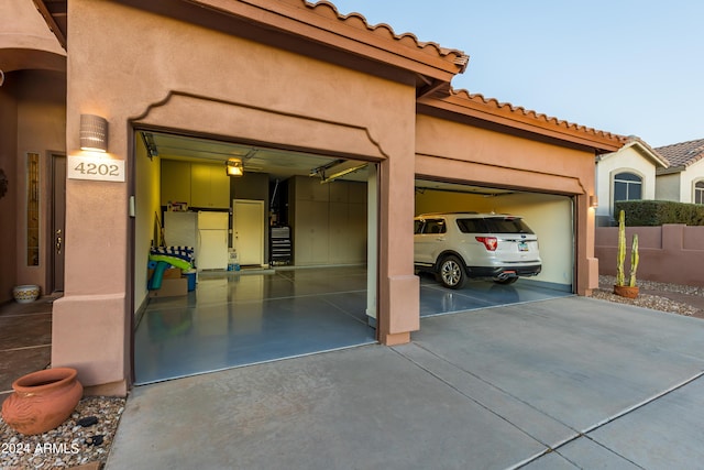 garage with a garage door opener