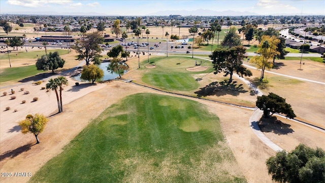 drone / aerial view featuring a mountain view