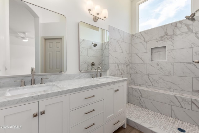 3940 E Heather Ct, Gilbert, AZ 85234 - bathroom with a walk in shower and double vanity