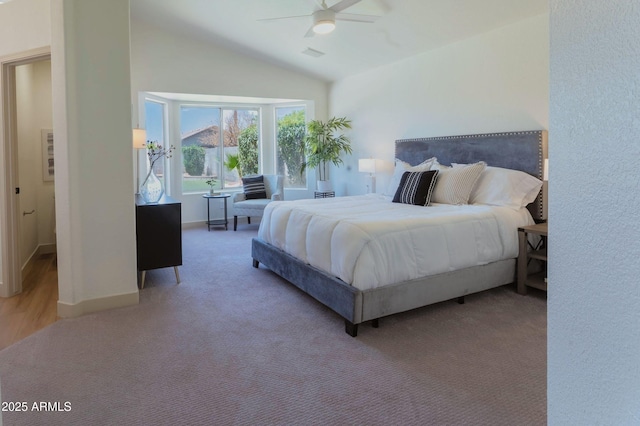 3940 E Heather Ct, Gilbert, AZ 85234 - bedroom with lofted ceiling, carpet flooring, and ceiling fan