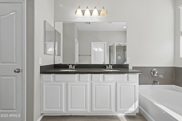 29302 N 126th Ln, Peoria, AZ 85383 - bathroom featuring a bath, double vanity, and a shower stall