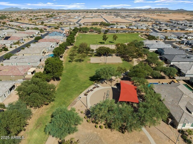 birds eye view of property featuring a residential view and a mountain view