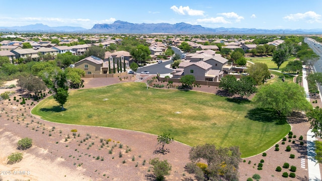 birds eye view of property featuring a mountain view