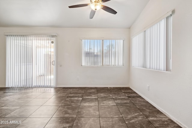 6938 W Nicolet Ave, Glendale, AZ 85303 - unfurnished room with ceiling fan, lofted ceiling, and baseboards