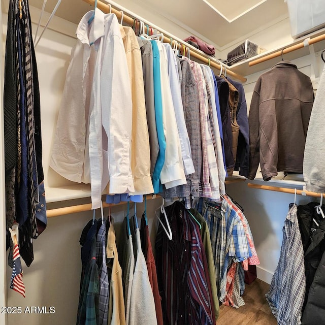 spacious closet featuring wood finished floors