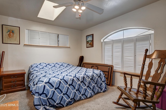 625 Shadow Mountain Dr, Prescott, AZ 86301 - bedroom with carpet floors, a skylight, and ceiling fan